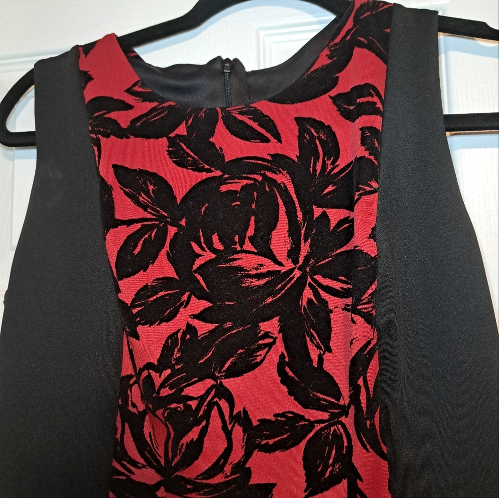 Red /black Embroidered Sheath dress sz 6